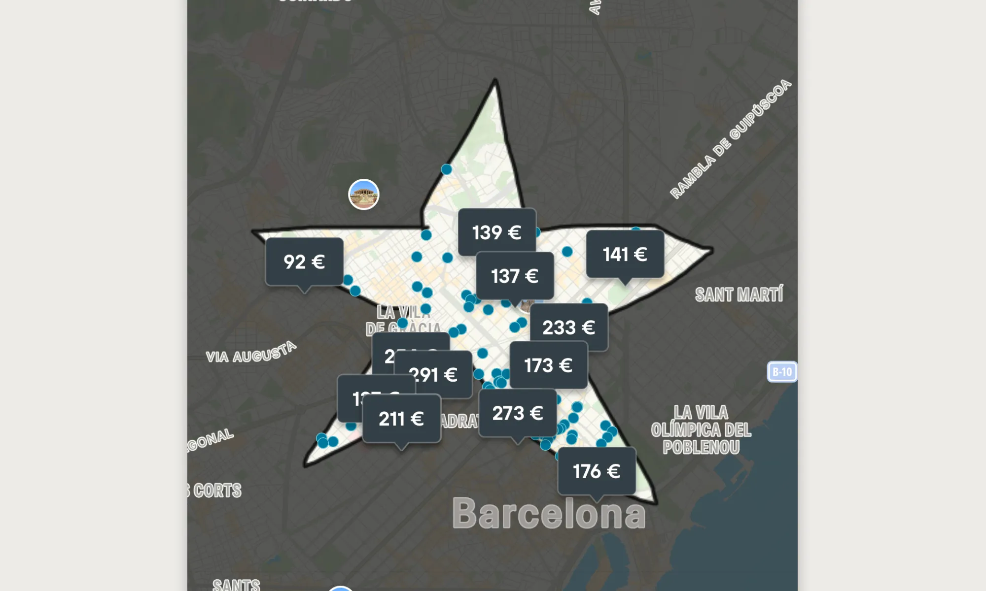 Draw search area on map